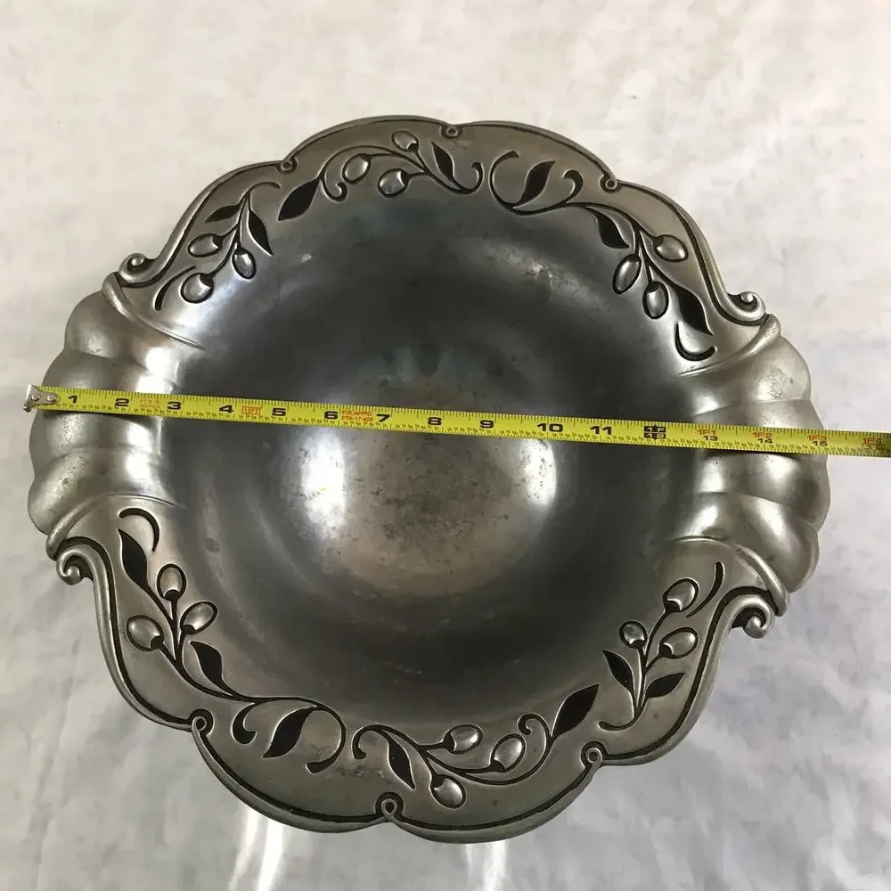 Lenox Pewter Bowl Salad Serving Centerpiece Olive Branch 15